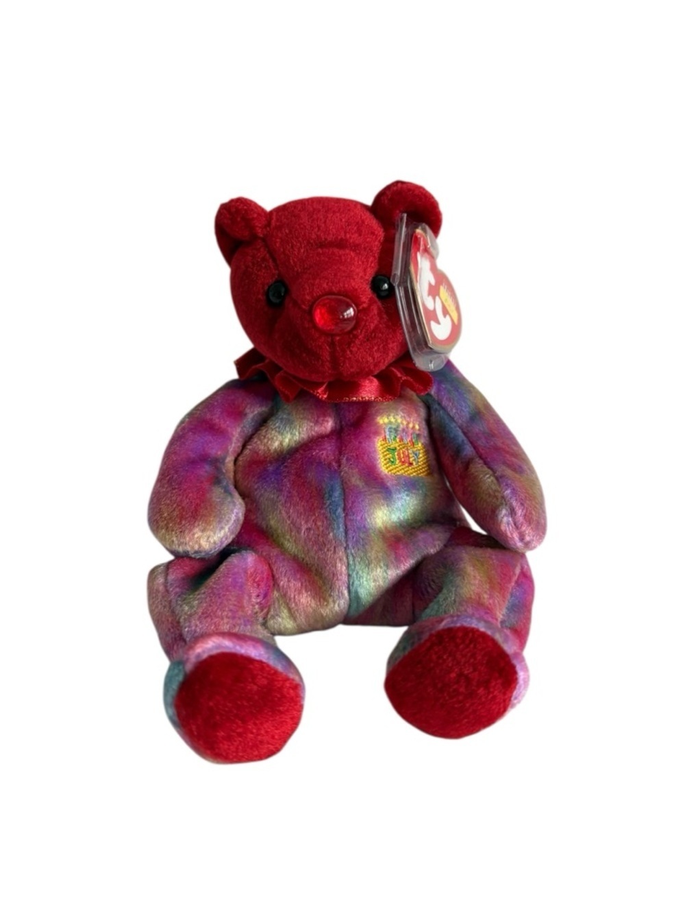 Ty Beanie Babies Multicolor Birthday Bear Plush - July